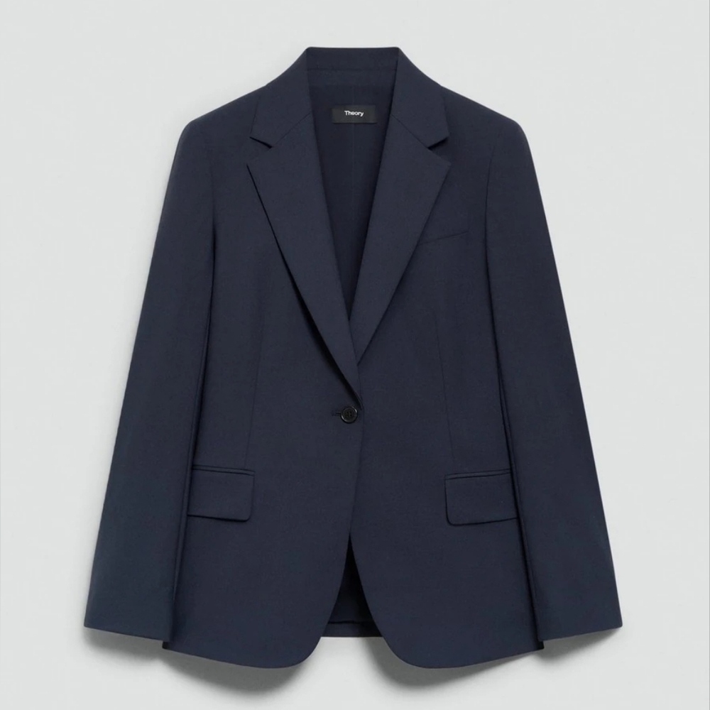 Theory Navy Single-Button Blazer - image 2